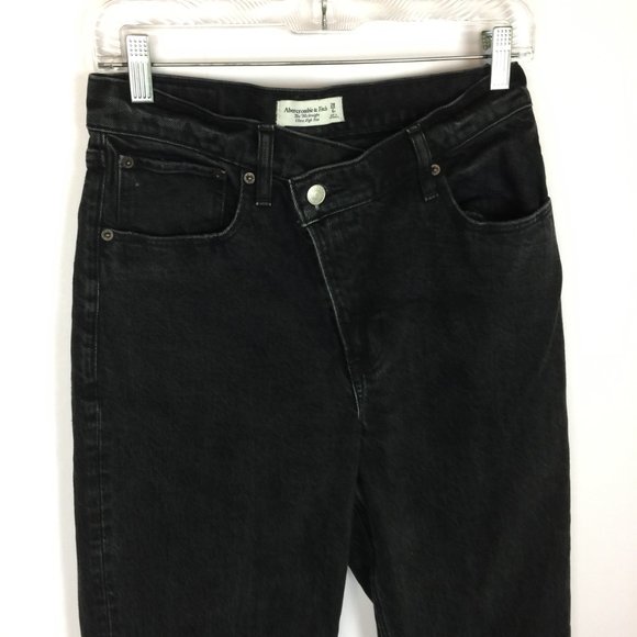 Abercrombie & Fitch Jeans 28/6R Womans 90s Straight Ultra High-Rise Black Denim - Picture 14 of 16